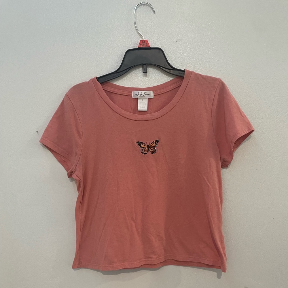 Pink Butterfly Crop Top~ Size Kids XL can fit a women’s Small!